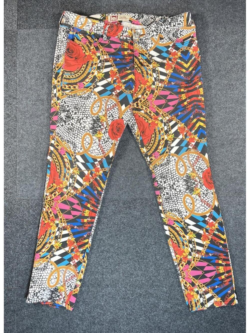 LEI Pants 15 37x30 Lowrise Skinny Stretch Colorful Maximalist Retro Loud Bling